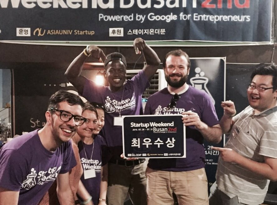 My first-place team at Startup Weekend
Busan.